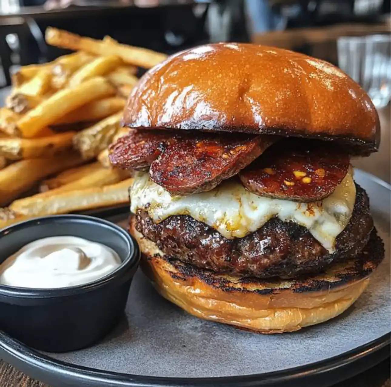 Burger buchette de chèvre et chorizo